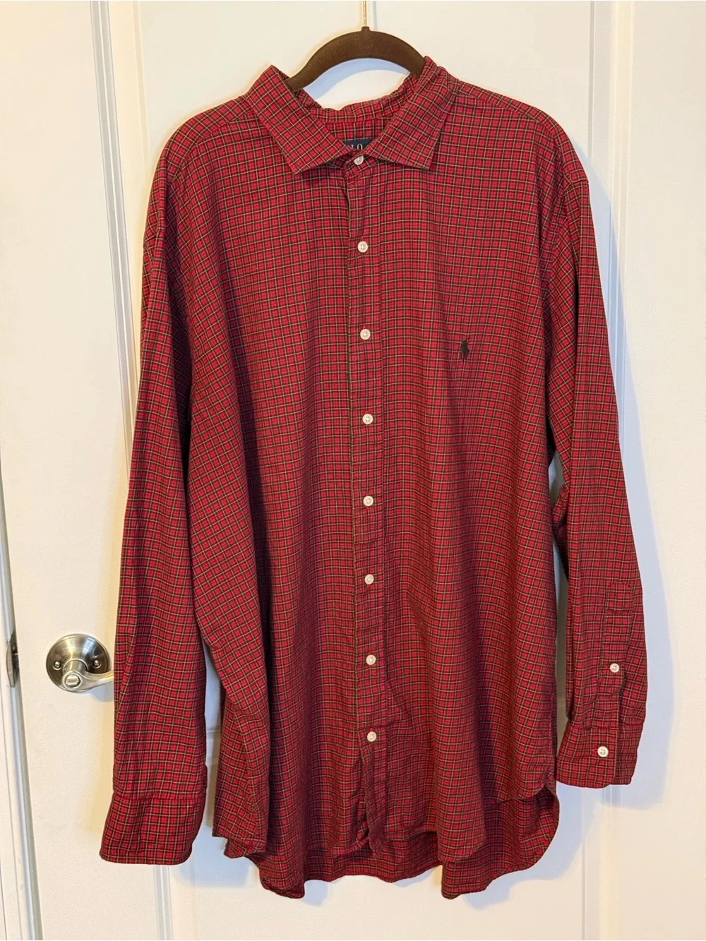 Polo Ralph Lauren Men’s 2XB Red Plaid Button Front Shirt Big Tall Cotton